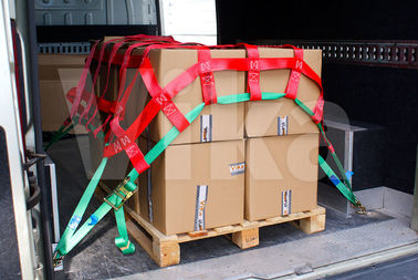 주문 2개 M x 2M WLL 25mm 가죽 끈 폭을 가진 600 KG 폴리에스테 화물 그물세공 online manufacture